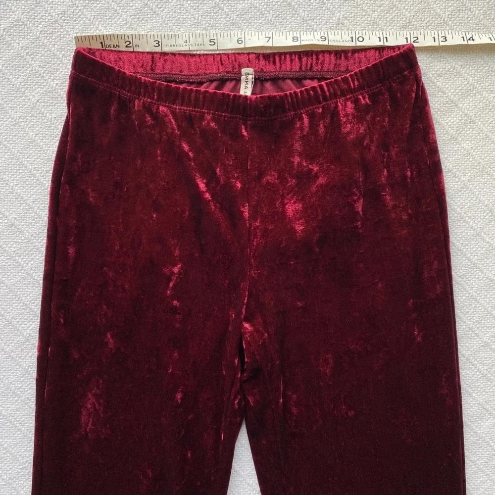 EMMA‎ & SAM Cranberry Red Crushed Velvet Bell Bottom Flare Stretch Legging Pants